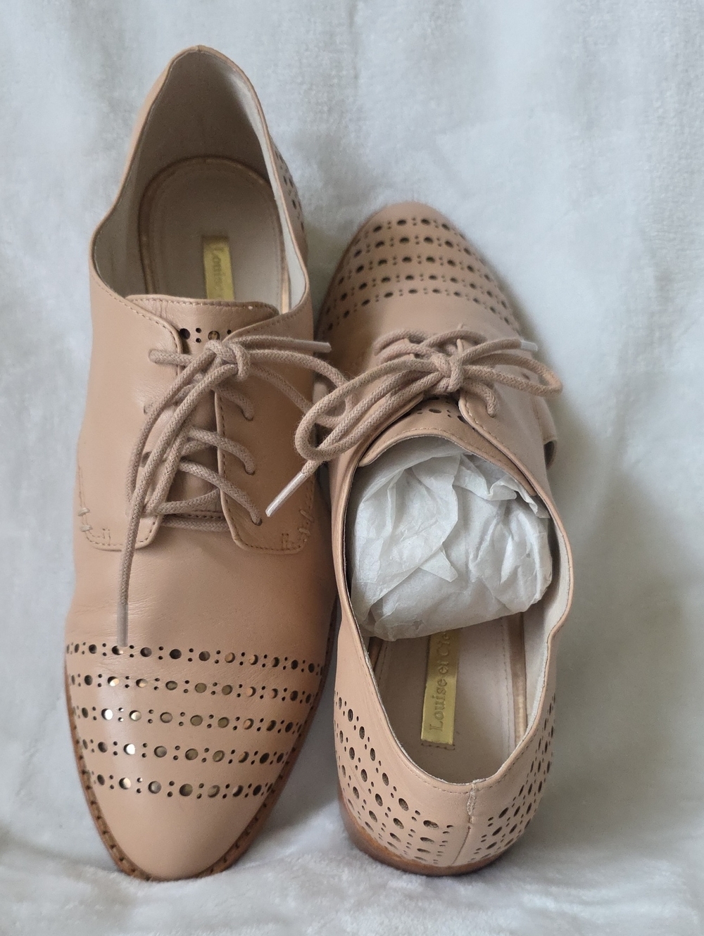 Louise et Cie Perforated‎ Lace-Up Flats in Blush